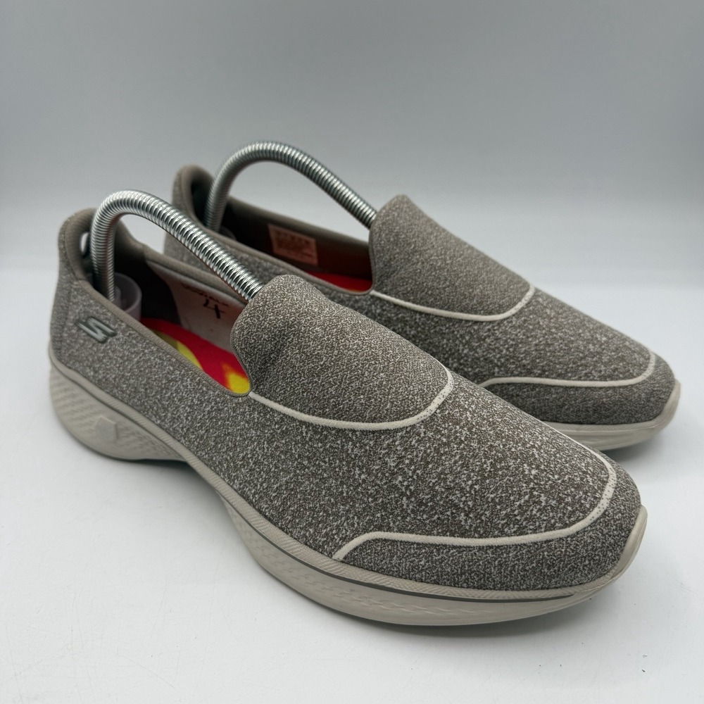 Skechers GOwalk 4 Pursuit Shoes Womens 10 Taupe Tan Comfort Slip On Loafer 14161